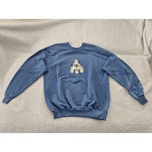 M & C Sportswear Womens Vintage Christmas‎ Sweater Blue Snowman Sweatshirt Large